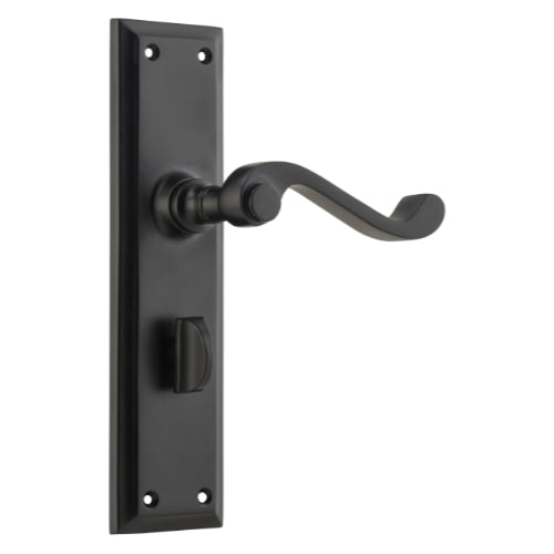 Door Lever Milton Privacy Pair Matt Black H200xW50xP68mm in Matt Black