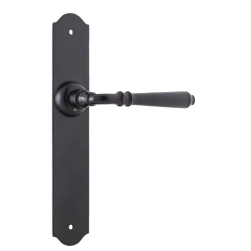 Door Lever Reims Latch Pair Matt Black H240xW40xP70mm in Matt Black