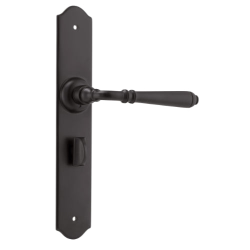 Door Lever Reims Privacy Pair Matt Black H240xW40xP70mm in Matt Black