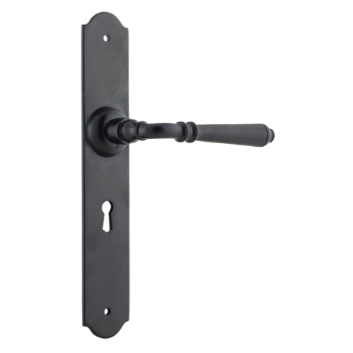 Door Lever Reims Lock Pair Matt Black H240xW40xP70mm in Matt Black