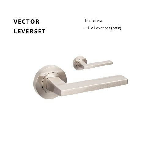 Vector Round Rose Leverset in Brushed Nickel