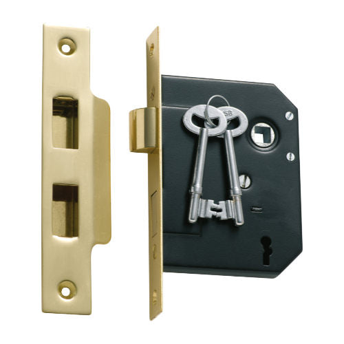 Mortice Lock 3 Lever Polished Brass CTC57mm Backset 57mm in Polished Brass