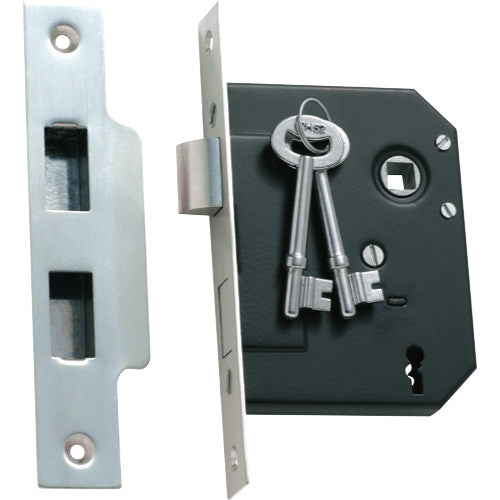 Mortice Lock 3 Lever Satin Chrome CTC57mm Backset 57mm in Satin Chrome