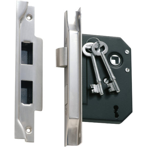 Mortice Lock 3 Lever Rebated Satin Chrome CTC57mm Backset 57mm in Satin Chrome