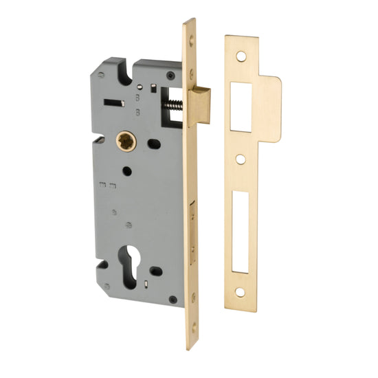 Mortice Lock Euro Brushed Gold PVD CTC85mm Backset 45mm in Brushed Gold PVD