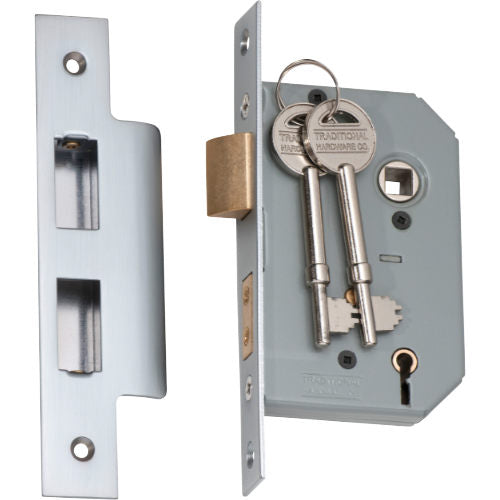 Mortice Lock 5 Lever Satin Chrome CTC57mm Backset 46mm in Satin Chrome