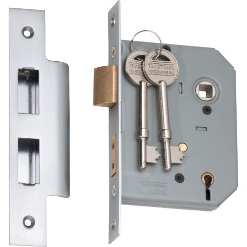 Mortice Lock 5 Lever Satin Chrome CTC57mm Backset 57mm in Satin Chrome