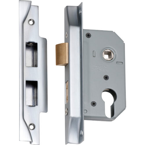 Mortice Lock Euro Rebated Satin Chrome CTC47.5mm Backset 46mm in Satin Chrome