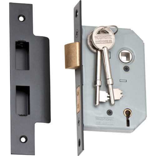 Mortice Lock 5 Lever Matt Black CTC57mm Backset 46mm in Matt Black