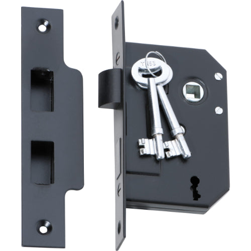 Mortice Lock 3 Lever Matt Black CTC57mm Backset 44mm in Matt Black