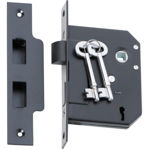 Mortice Lock 3 Lever Matt Black CTC57mm Backset 57mm in Matt Black