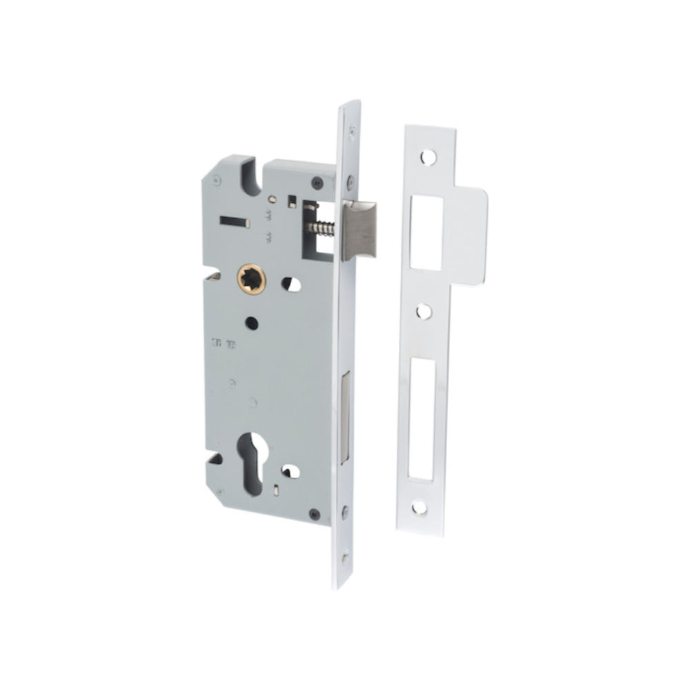 Mortice Lock Euro Polished Chrome  CTC85mm Backset 45mm in Polished Chrome