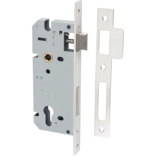 Mortice Lock Euro Polished Nickel CTC85mm Backset 45mm in Polished Nickel