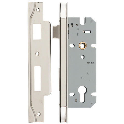 Mortice Lock Euro Rebated Polished Nickel CTC85mm Backset 45mm in Polished Nickel