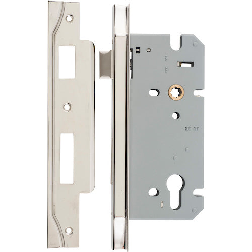 Mortice Lock Euro Rebated Polished Nickel CTC85mm Backset 60mm in Polished Nickel