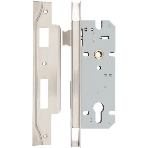 Mortice Lock Euro Rebated Satin Nickel CTC85mm Backset 45mm in Satin Nickel