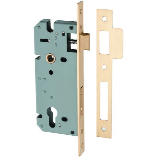 Mortice Lock Euro Brushed Brass CTC85mm Backset 45mm in Brushed Brass