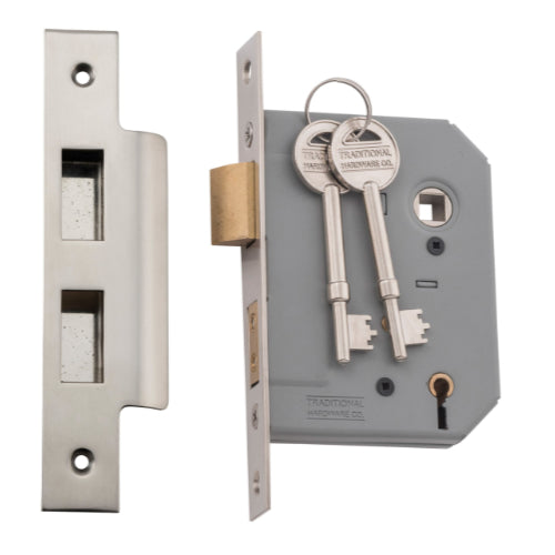 Mortice Lock 5 Lever Satin Nickel CTC57mm Backset 57mm in Satin Nickel