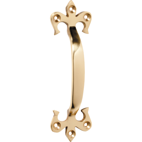 Pull Handle Fleur-de-lis Polished Brass H130xP23mm in Polished Brass