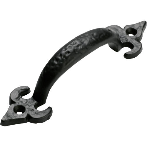 Pull Handle Iron Fleur-de-lis Matt Black H125xP29mm in Matt Black