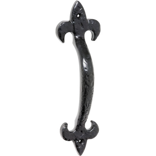 Pull Handle Iron Fleur-de-lis Matt Black H180xP32mm in Matt Black