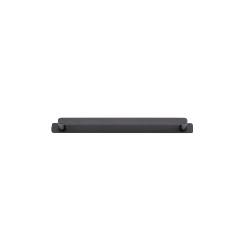 Cabinet Pull Osaka Matt Black L271xW15xP33mm BD15mm CTC256mm With Backplate W301xH24mm T3mm in Matt Black