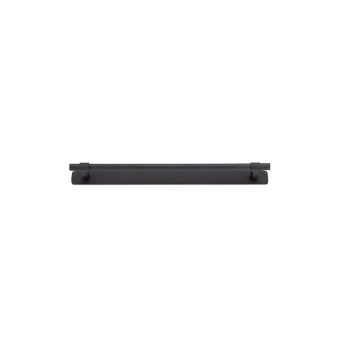 Cabinet Pull Helsinki Matt Black L301xP39mm BD11mm CTC256mm With Backplate W301xH24mm T3mm in Matt Black