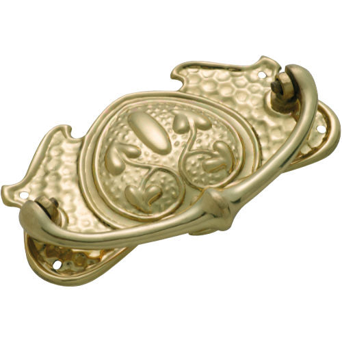 Cabinet Pull Handle Sheet Brass Nouveau Polished Brass H65xW120mm in Polished Brass