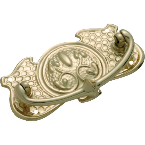 Cabinet Pull Handle Sheet Brass Nouveau Polished Brass H50xW95mm in Polished Brass