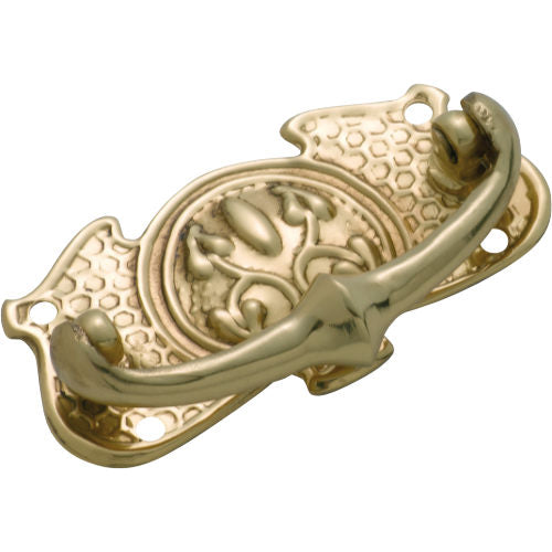 Cabinet Pull Handle Sheet Brass Nouveau Polished Brass H35xW66mm in Polished Brass