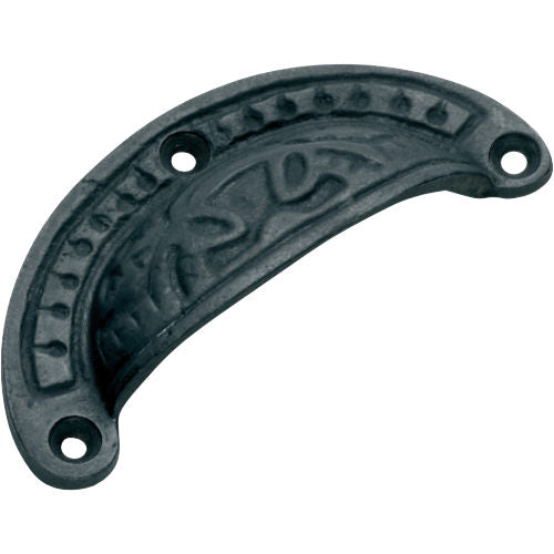 Drawer Pull Ornate Iron Matt Black H40xL100mm in Iron Matt Black