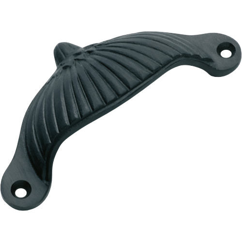 Drawer Pull Fluted Iron Matt Black H40xL105mm in Matt Black