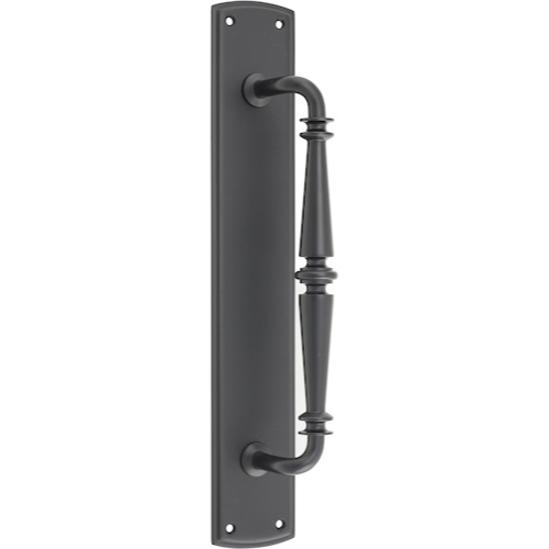 Pull Handle Sarlat Backplate Matt Black H380xW65xP72mm in Matt Black