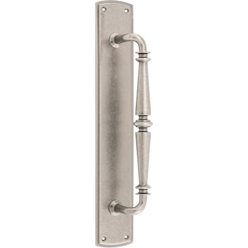 Pull Handle Sarlat Backplate Distressed Nickel H380xW65xP72mm in Distressed Nickel