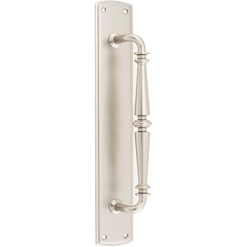 Pull Handle Sarlat Backplate Satin Nickel H380xW65xP72mm in Satin Nickel