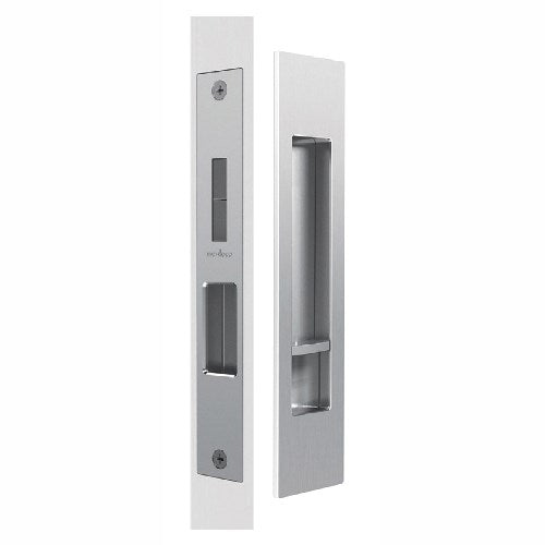 Mardeco Complete Sliding Door Privacy Set 190mm x 45mm, suits 34mm - 50mm thick doors, Backset 35mm in Satin Chrome