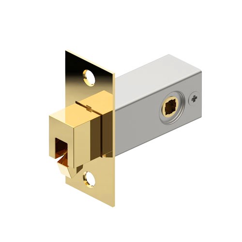 Tubular Sliding Door Latch with Locating Pin, 36mm Backset in Polished Brass