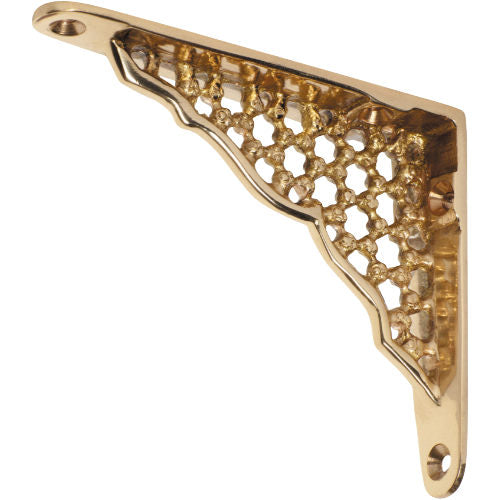 Shelf Bracket Ornate Polished Brass H80xP100mm in Polished Brass