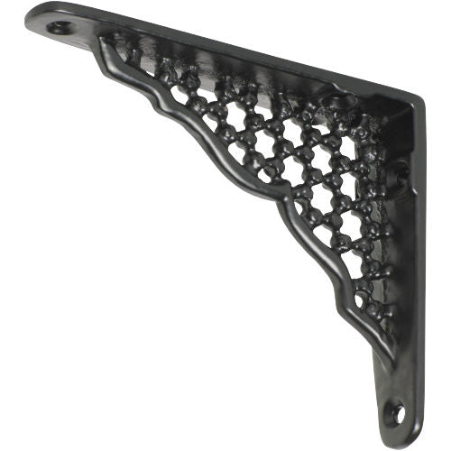 Shelf Bracket Iron Ornate Matt Black H80xP100mm in Matt Black