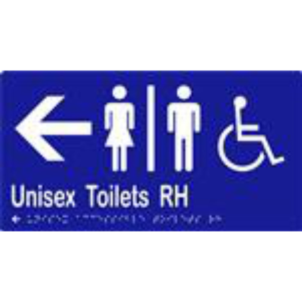 Unisex Accessible Toilets RH & Arrow Sign with Braille, Laminated Vinyl ...