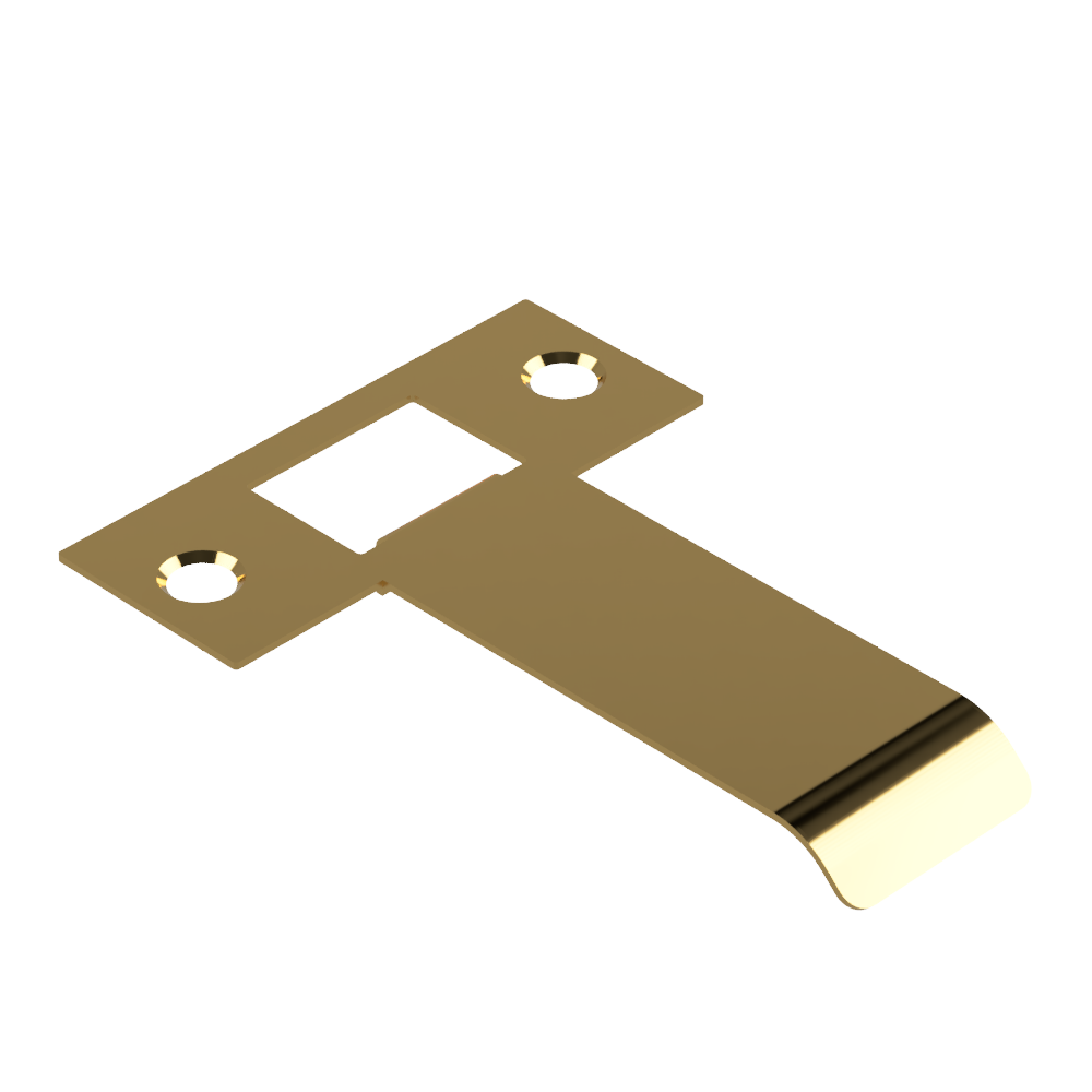 Extended Latch Strike - 70mm (96mm O/A) to suit Tubular Latch in Satin Brass Unlaquered