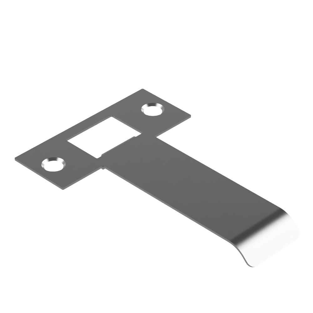 Extended Latch Strike - 80mm (106mm O/A) to suit Tubular Latch in Polished Nickel