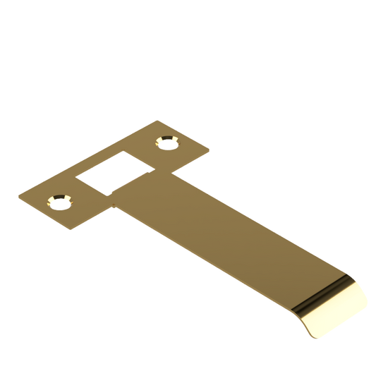 Extended Latch Strike - 100mm (126mm O/A) to suit Tubular Latch in Satin Brass Unlaquered