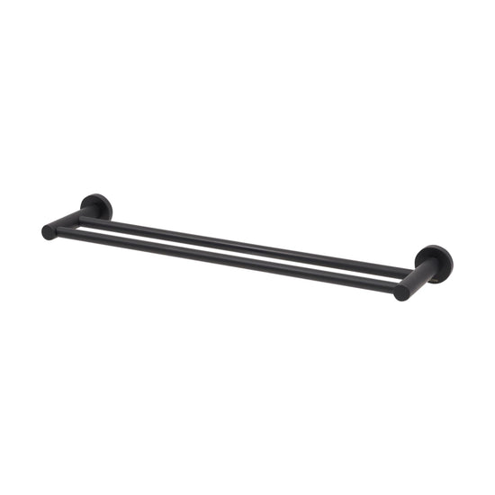 Stream Double Towel Rail - 600mm in Matt Black