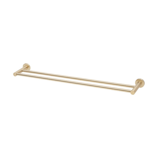 Stream Double Towel Rail - 600mm in Satin Brass