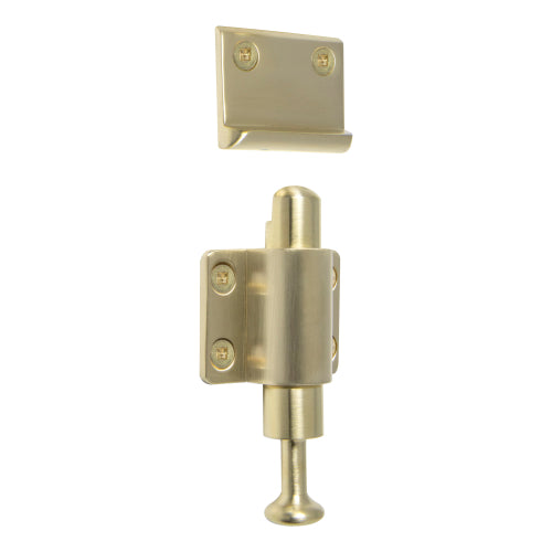 Solid Brass Spring Catch in Satin Brass Unlaquered