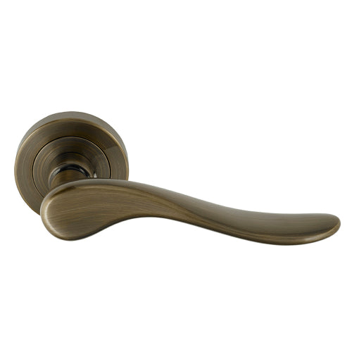 Haven 52mm Round Rose Lever Set in Brushed Bronze