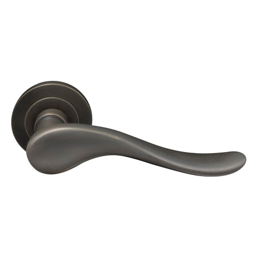 Haven 52mm Round Rose Lever Set in Dark Roman Brass