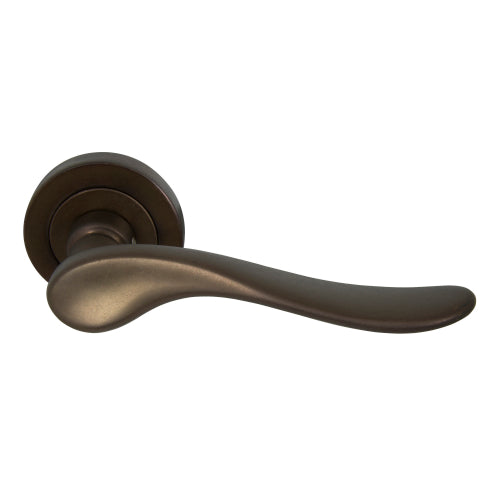 Haven 52mm Round Rose Lever Set in Matt Antique Bronze