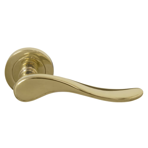 Haven 52mm Round Rose Lever Set in Polished Brass